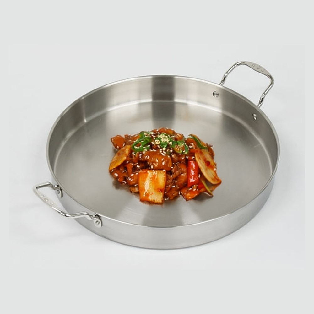 인덕션겸용 원형 스텐 통삼중 닭갈비팬 볶음팬 50cm