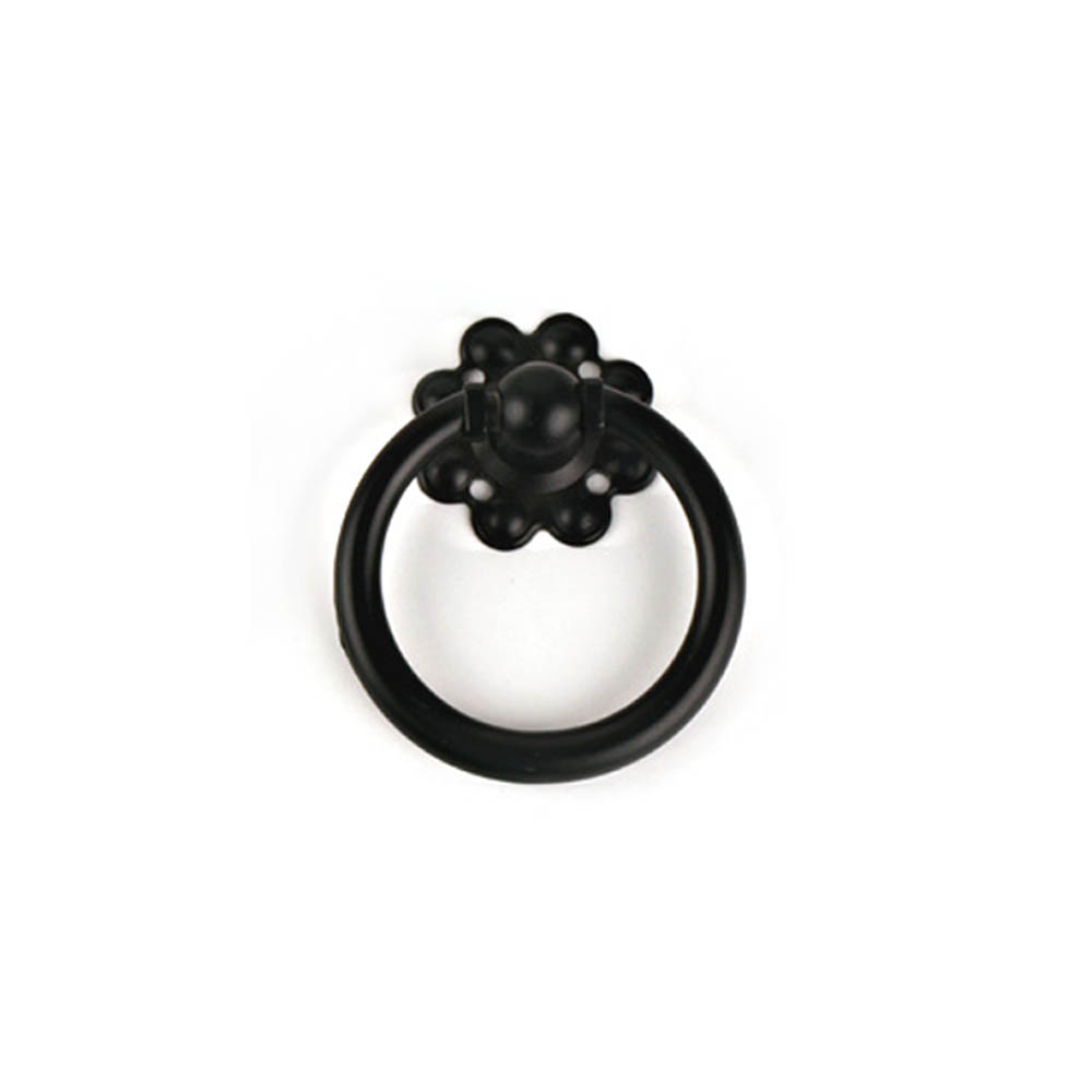 인테리어 손잡이 꽃링고리 흑색 30mm