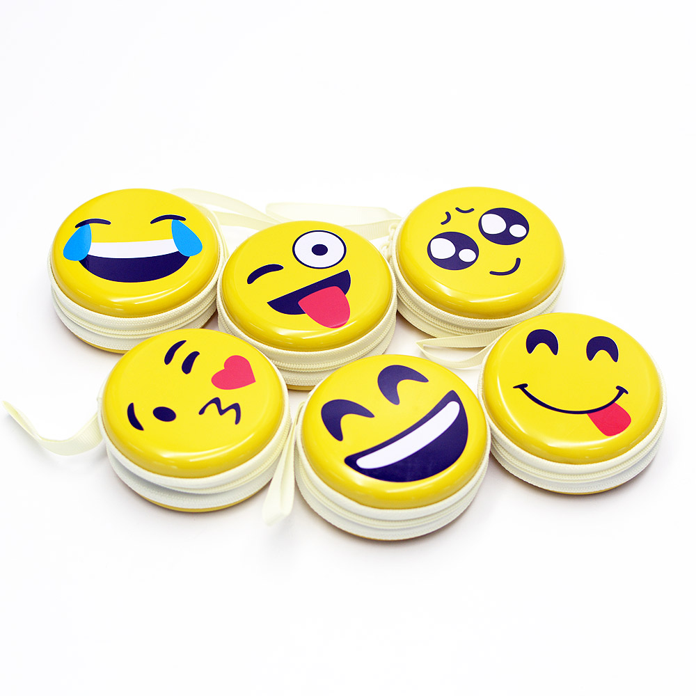 스마일 틴케이스 원형 동전지갑 이어폰 파우치