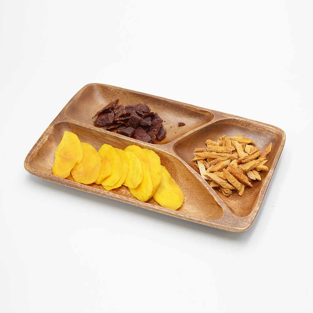 우드플레이트 직사각 3칸 나눔 안주접시