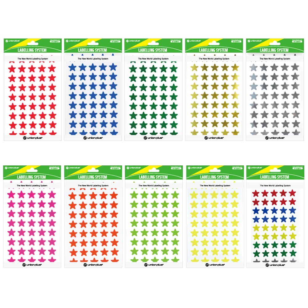 칼라 단색 형광 별스티커 다꾸 칭찬스티커 13x14mm