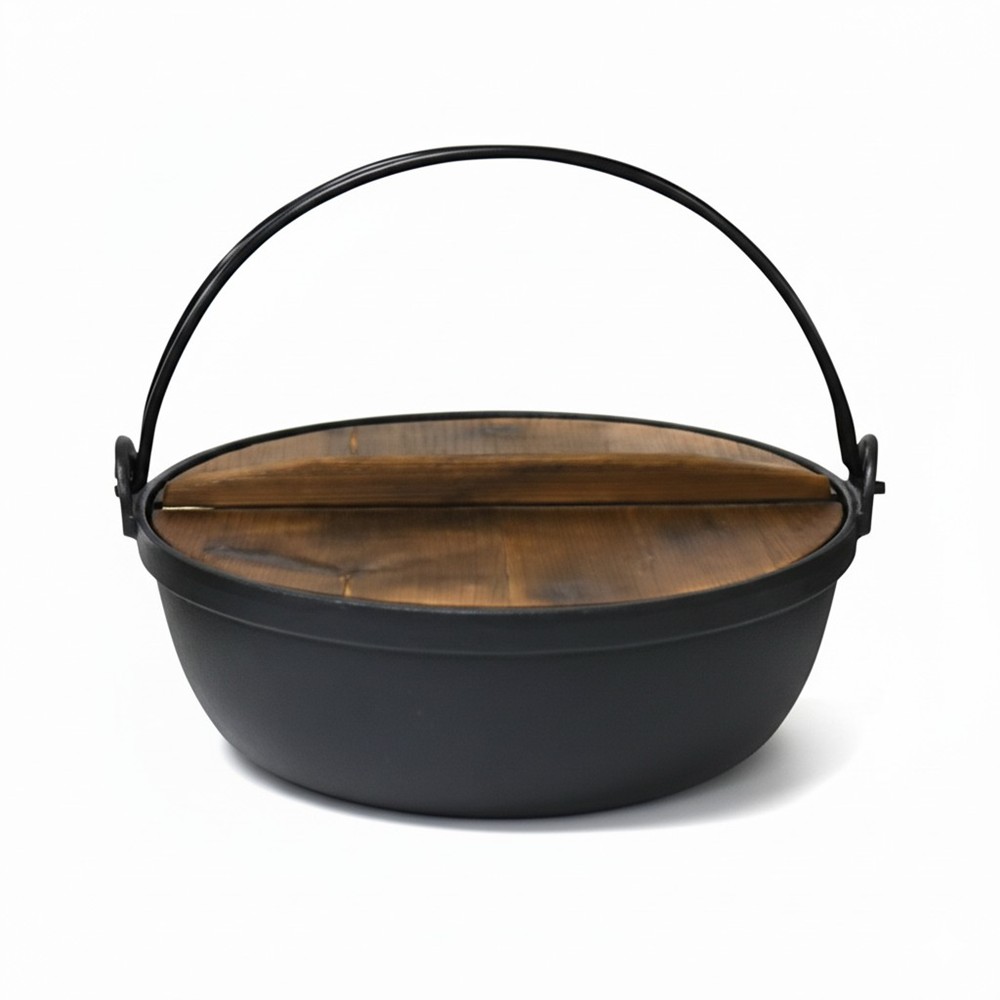 인덕션 무쇠 샤브샤브 전골냄비 나무뚜껑 세트 30cm