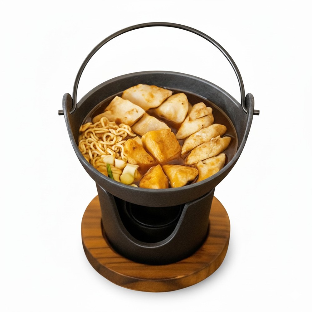 혼술용 인덕션 미니웍+화로대+나무받침 샤브샤브세트