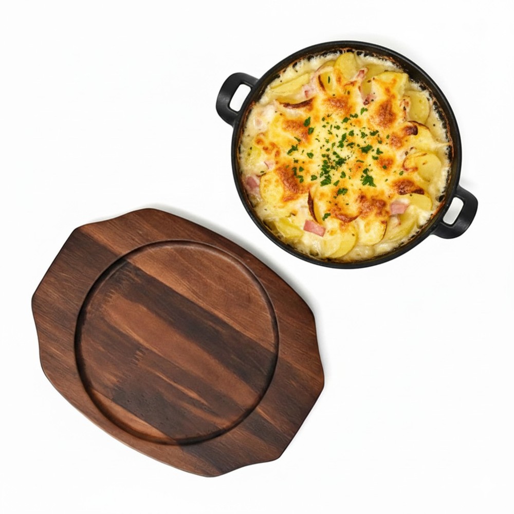 인덕션 무쇠 그라탕 주물팬 목판 세트 대