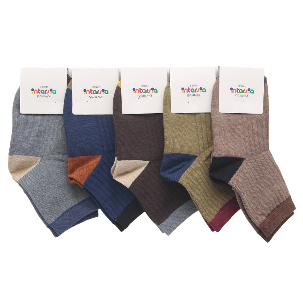단색골지 아동양말 중목 5켤례 5-6세용