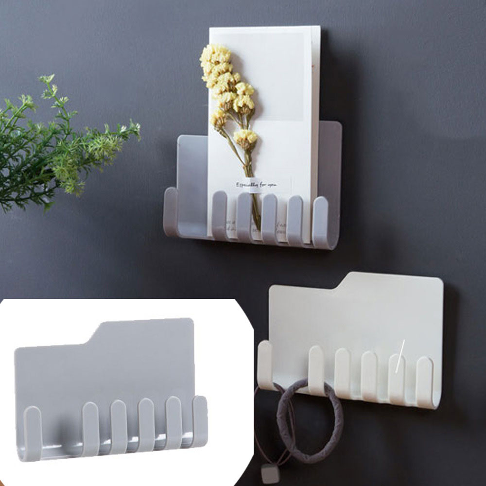 벽부착 6구 선반거치대 후크걸이 그레이